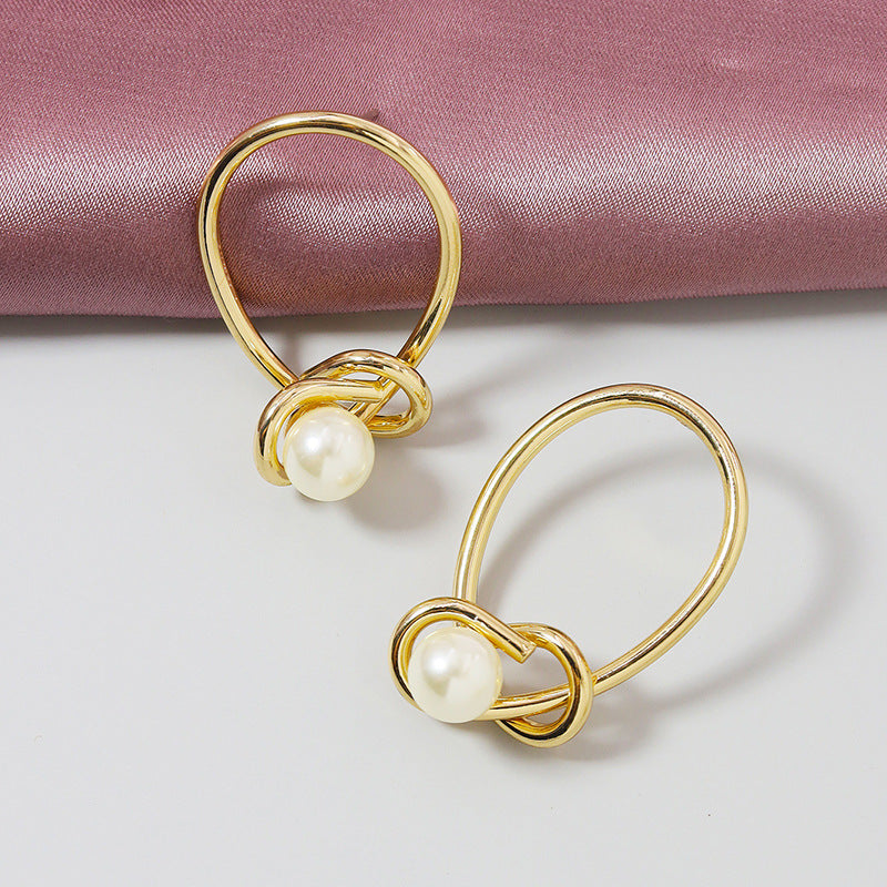 Metallic Pearl Earrings from Vienna Verve Collection - Trendy Cross-Border Jewelry from South Korea and Beyond