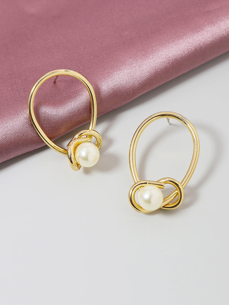 Metallic Pearl Earrings from Vienna Verve Collection - Trendy Cross-Border Jewelry from South Korea and Beyond
