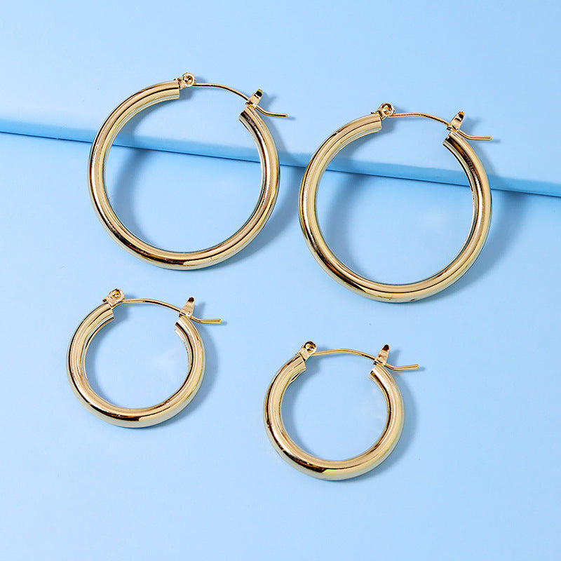 Metallic Geometric C-Shaped Earrings Set for Women - Stylish Cross-Border Jewelry Choice