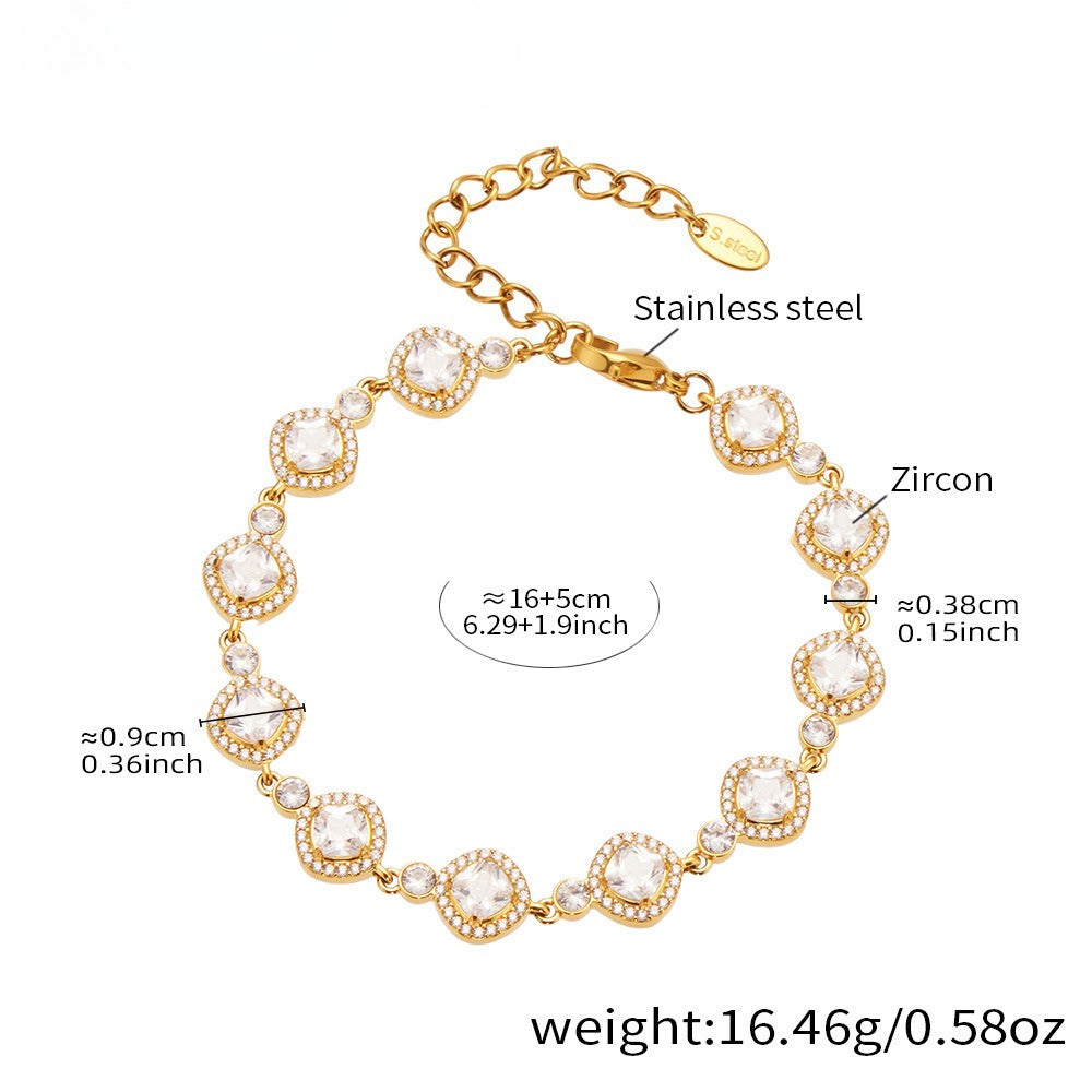 Planderful Zircon Fish Bone Bracelet 18K Gold Plated Ladies