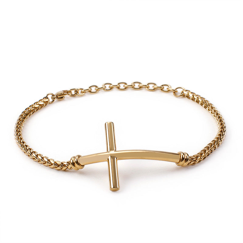 stylish titanium steel cross bracelet for versatile men