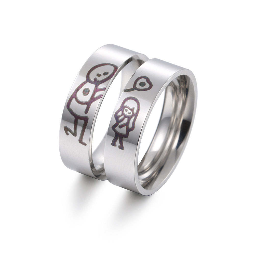 Heart to Heart Titanium Steel Little Finger Ring for Men with Wholesale Options