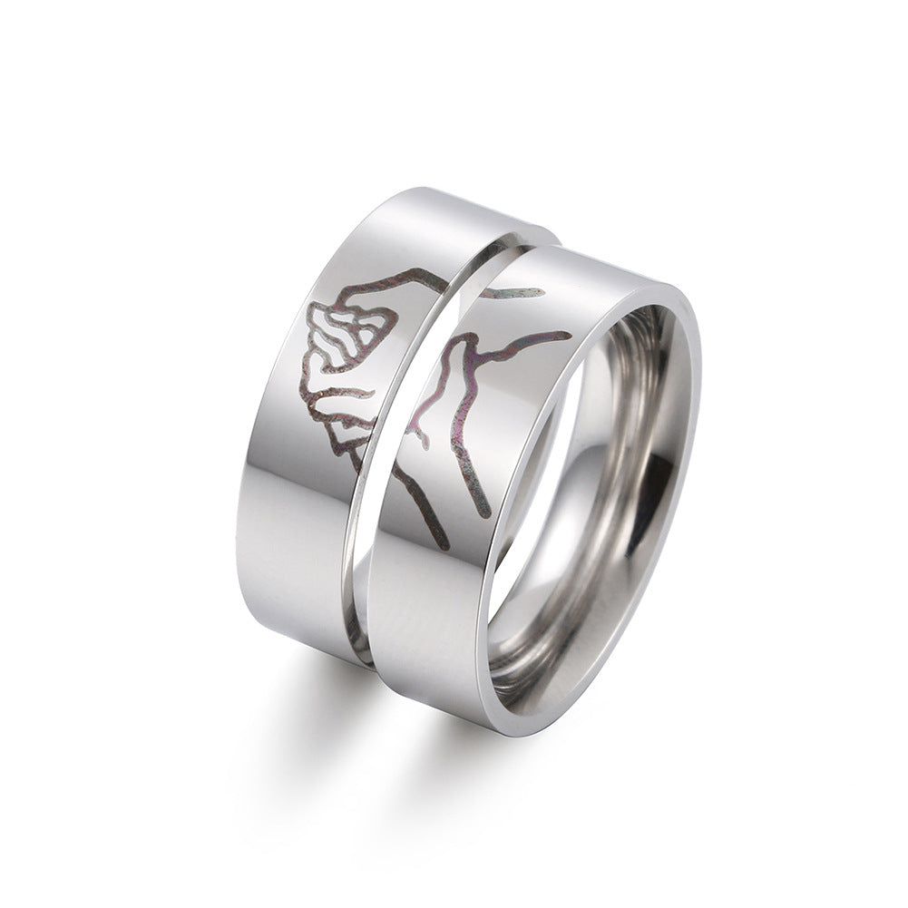 Heart to Heart Titanium Steel Little Finger Ring for Men with Wholesale Options