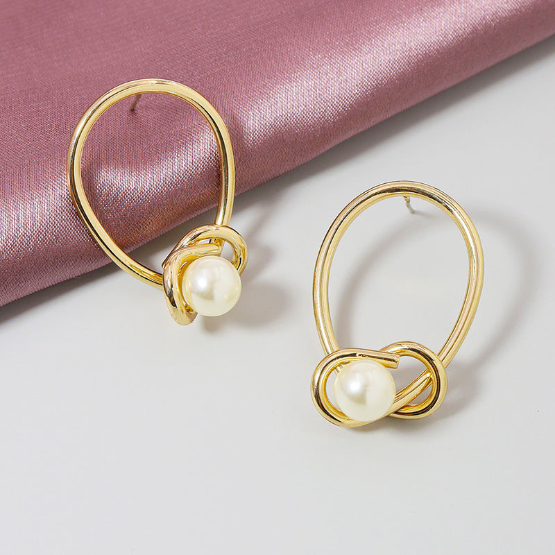 Metallic Pearl Earrings from Vienna Verve Collection - Trendy Cross-Border Jewelry from South Korea and Beyond