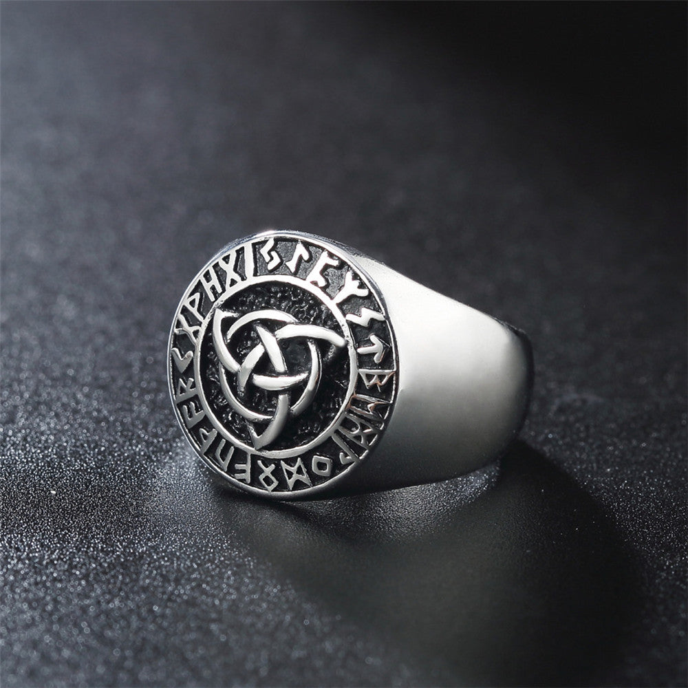 Planderful Everyday Genie Titanium Retro Viking Ring For Men And Unisex Personalized Protection Statement