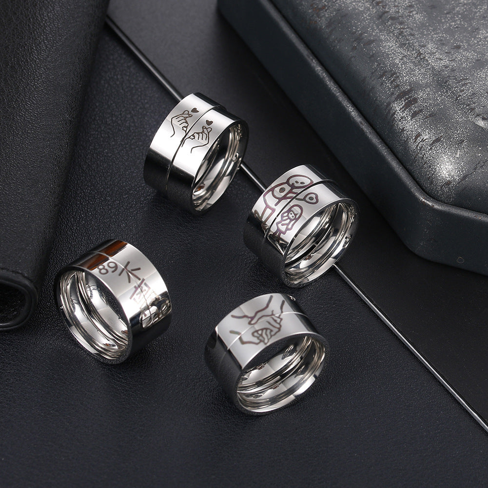 Heart to Heart Titanium Steel Little Finger Ring for Men with Wholesale Options