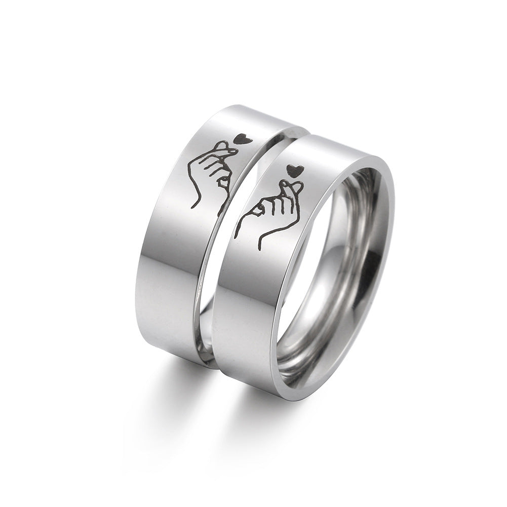 Heart to Heart Titanium Steel Little Finger Ring for Men with Wholesale Options