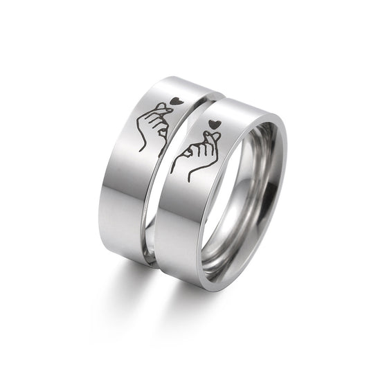Heart to Heart Titanium Steel Little Finger Ring for Men with Wholesale Options
