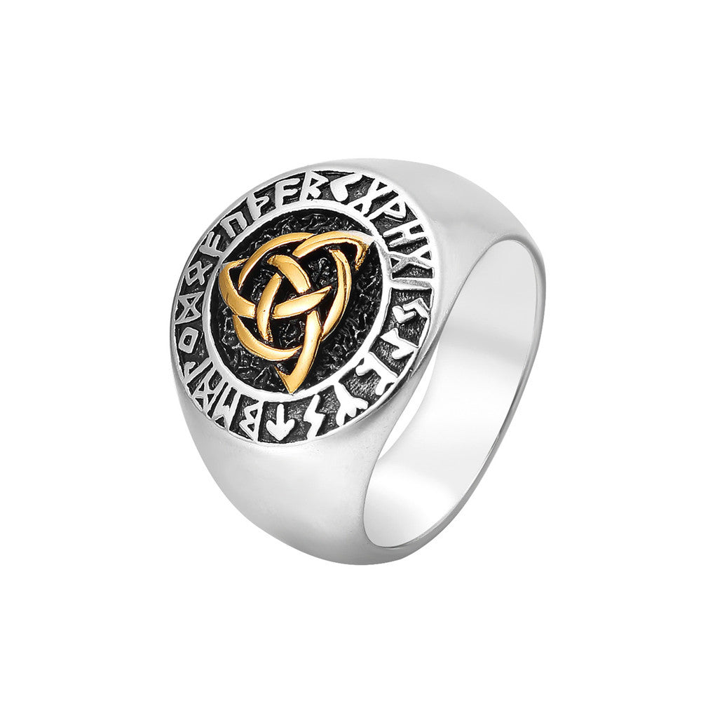 Planderful Everyday Genie Titanium Retro Viking Ring For Men And Unisex Personalized Protection Statement