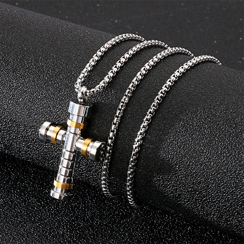 Stall Japan And South Korea Titanium Steel Cross Pendant, Boys Creative Necklace