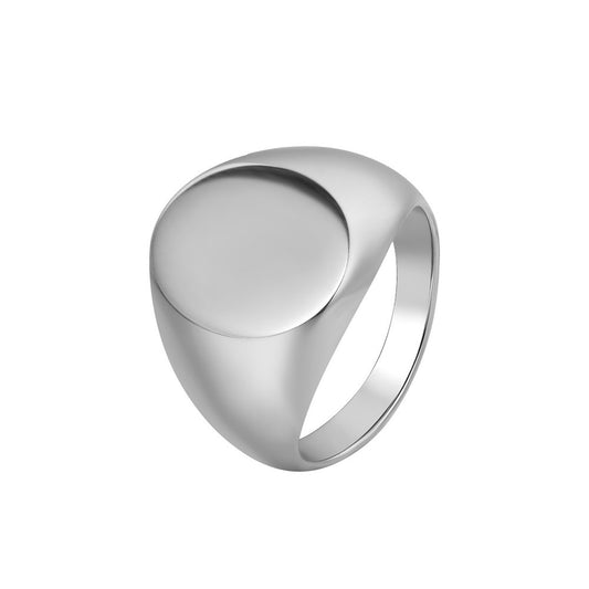 Men's Oval Titanium Steel Ring with Simple Smooth European and American Fashion