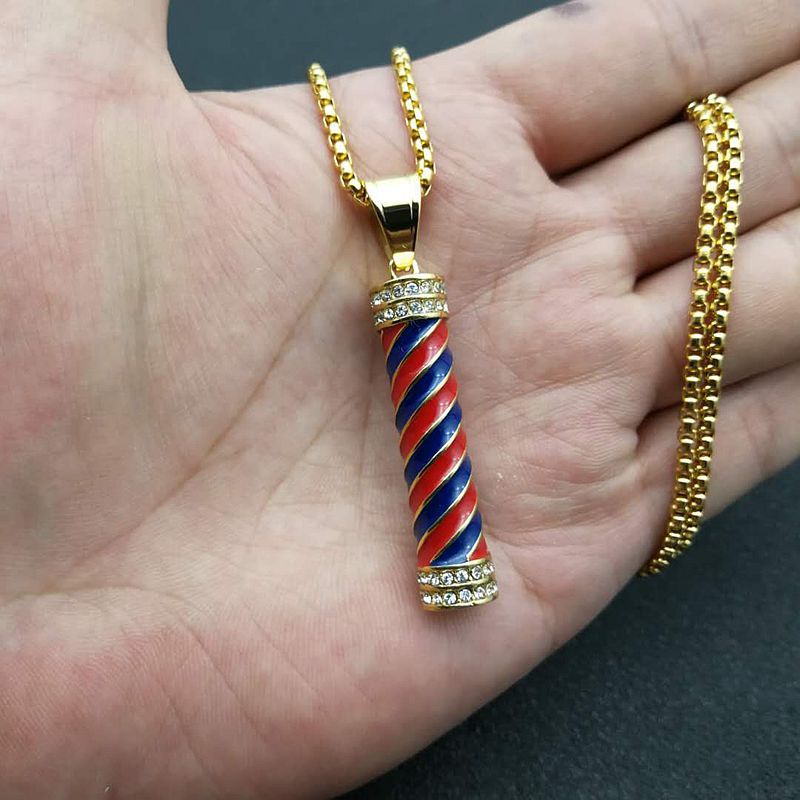 Planderful Everyday Genie Hip Hop Necklace Titanium Steel Gold Plated Zircon Pendant For Men And Women