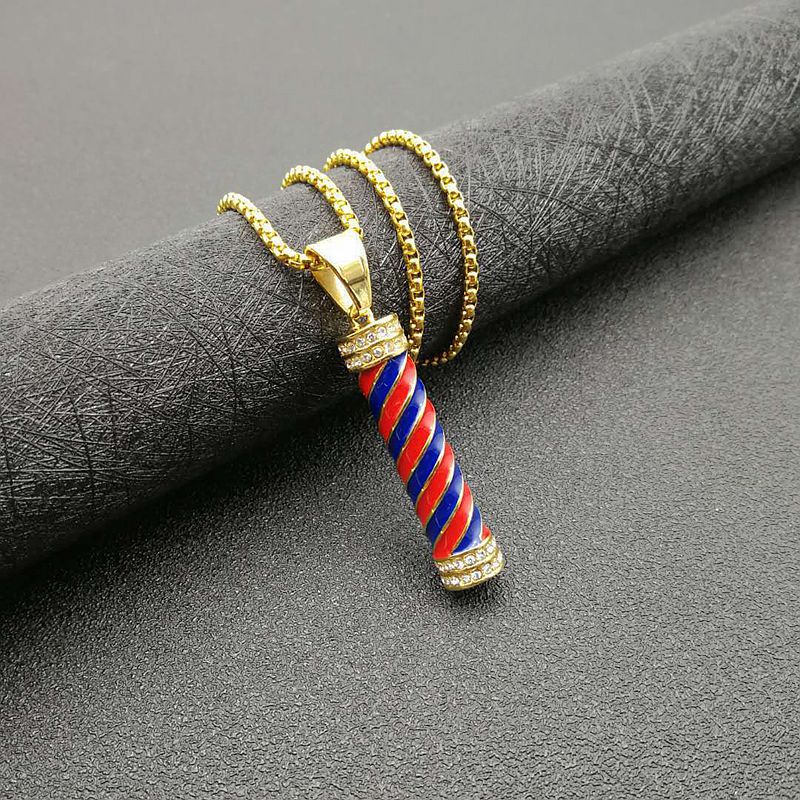 Planderful Everyday Genie Hip Hop Necklace Titanium Steel Gold Plated Zircon Pendant For Men And Women