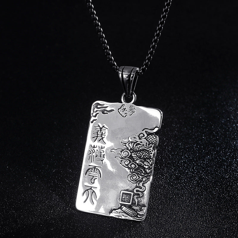 Ethnic Style Stainless Steel Guan Gong Pendant with Dragon Design