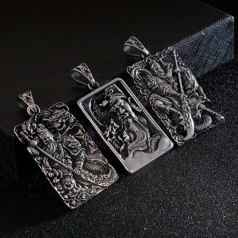 Ethnic Style Stainless Steel Guan Gong Pendant with Dragon Design