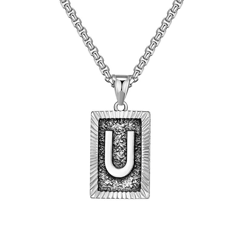 Steel Necklace – Dainty Brand Letter Pendant For Hip Hop Street Style Chain By Planderful