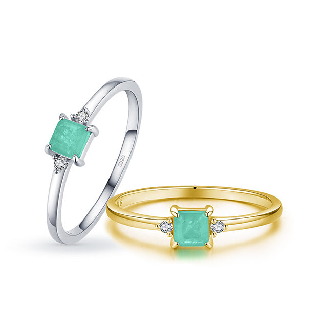S925 Sterling Silver Japanese Imitation Paraiba Tourmaline Ring for Women