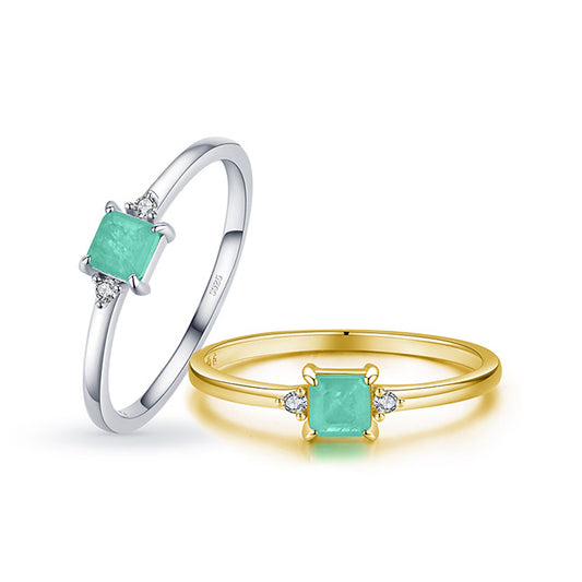 S925 Sterling Silver Japanese Imitation Paraiba Tourmaline Ring for Women