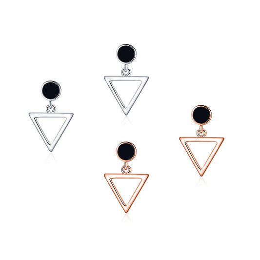 Elegant S925 Sterling Silver Personalized Triangular Earrings