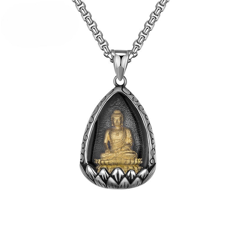 Steel Necklace – Vintage Patron Saint Pendant Necklace