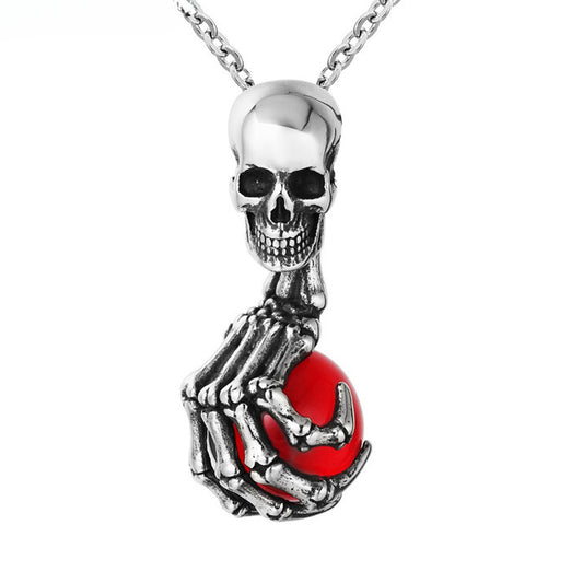 Halloween Skull Ghost Claw Ball Titanium Steel Necklace for Men