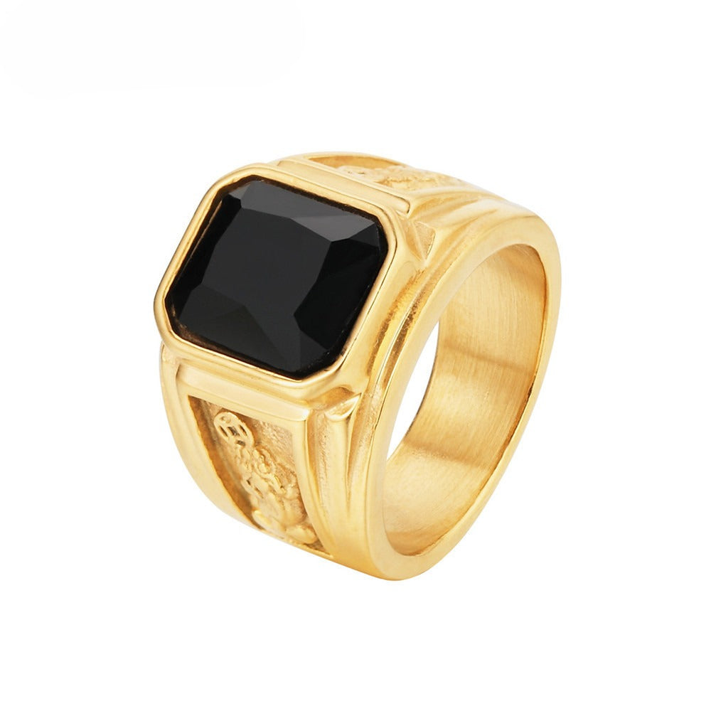 Personalized Gold Plated Titanium Steel Ring For Men Unisex Protection Statement Planderful Jewelry