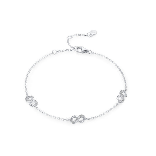 Infinite Love Sterling Silver Bracelet with Zircon Gems by Planderful