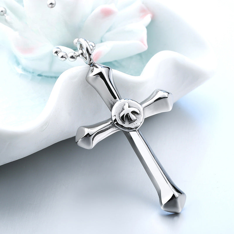 Titanium Steel Retro Flying Bird Cross Pendant for Men and Women - Wholesale Fashion Jewelry from Japan and Korea