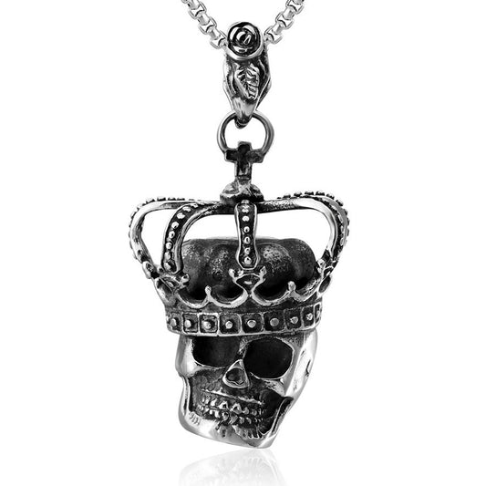 Halloween Crown Skull Titanium Steel Necklace for Men