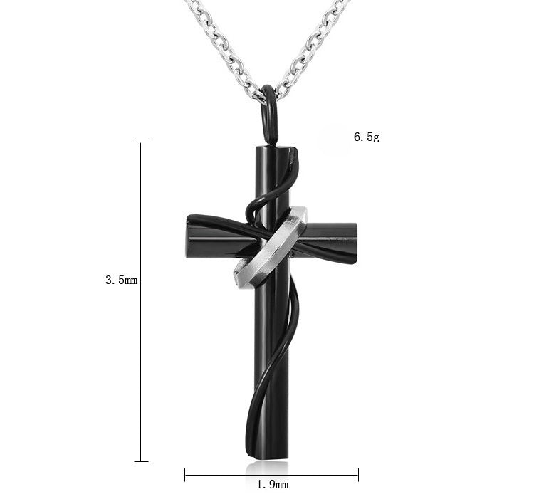 Planderful Unisex Titanium Cross Necklace For Couples Durable Steel Pendant With Protection Statement