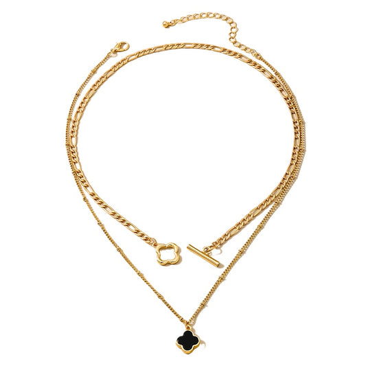 Planderful Vienna Verve Necklace – Versatile Double Layer Design with Four-Leaf Clover Motif