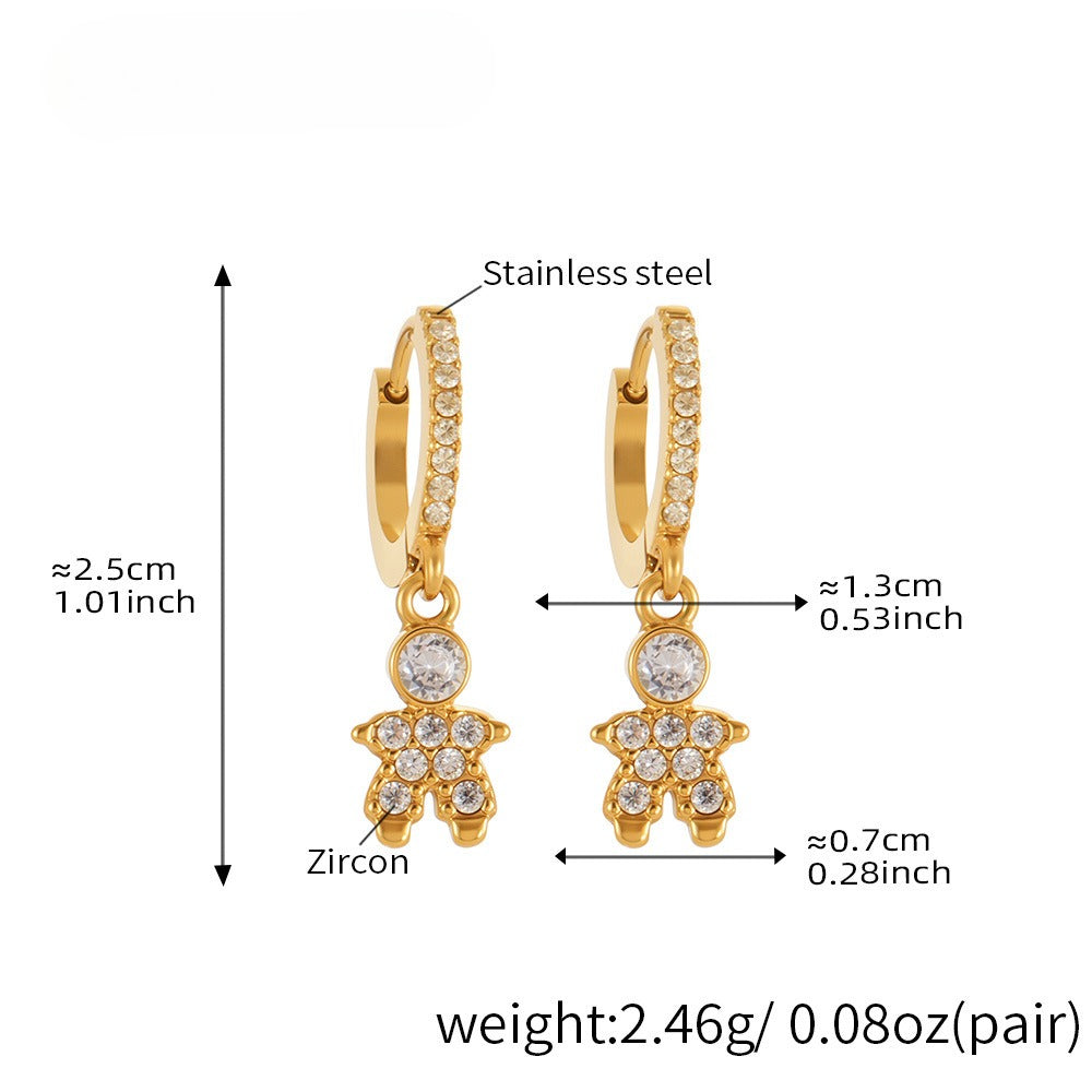 Planderful Little Prince Zircon Earrings Stainless Steel Women