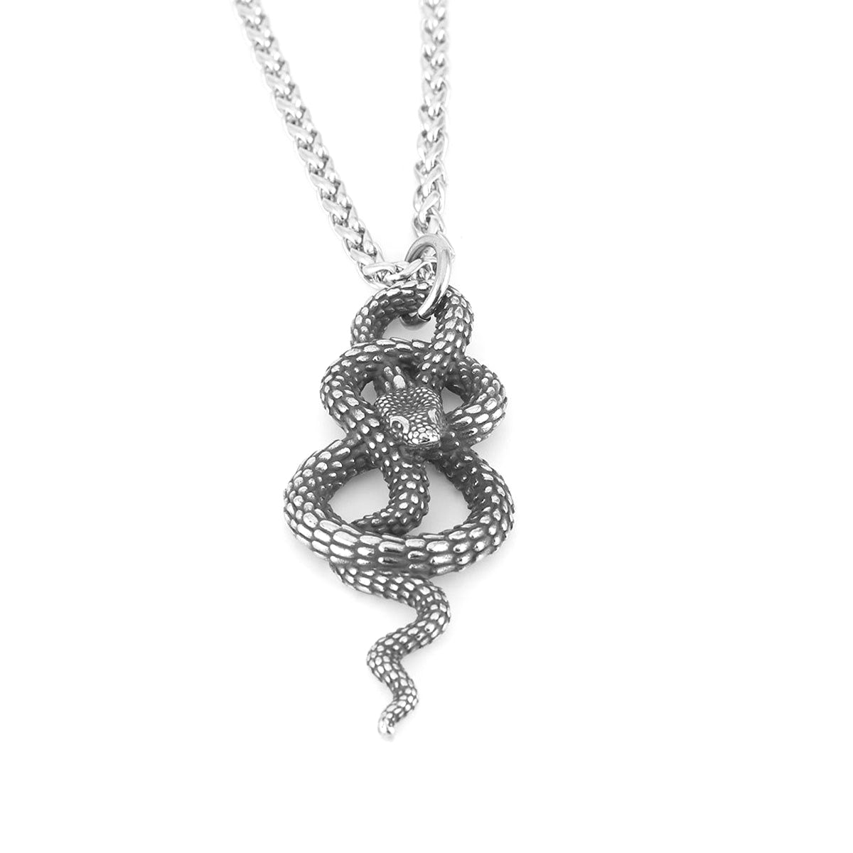 1. Planderful Titanium Steel Necklace With Dragon And Snake Pendant Unisex Hip Hop Style