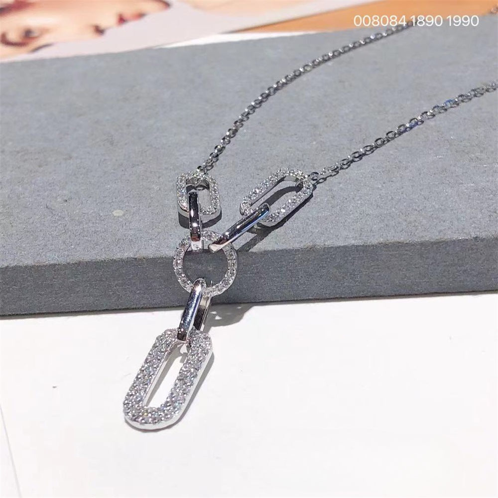 Hip Hop INS Style 925 Silver Necklace Light Luxury Design