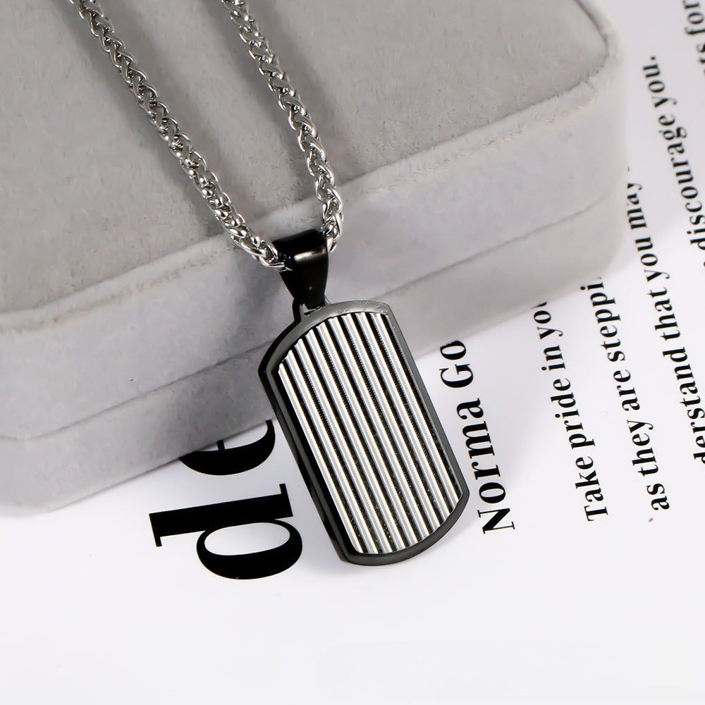 Stainless Steel Wavy Pattern Pendant Necklace For Men