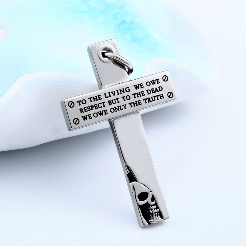 Trendy Titanium Steel Pendant with Skull Letter Design for Men - European and American Style Stainless Steel Cross