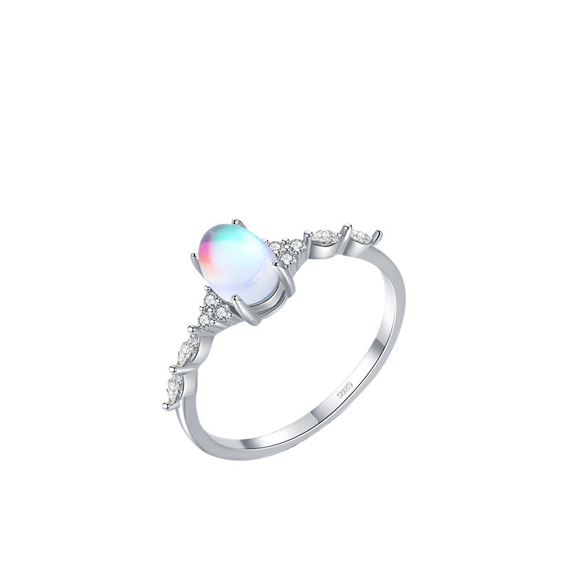 925 Sterling Silver Moon Moonstone Oval Bracelet