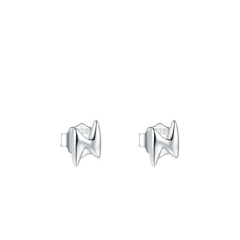 925 Sterling Silver Lightning Heart Star Stud Earrings