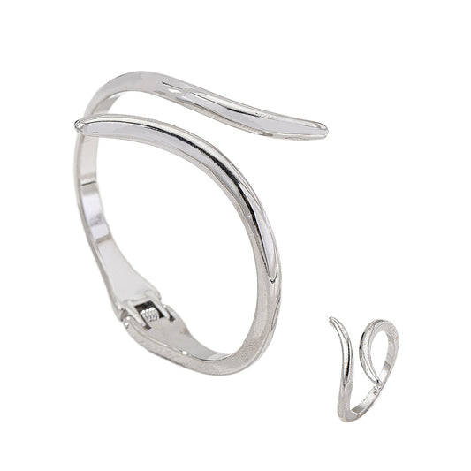 Silver Bracelet and Ring Set for Daily Casual Wear