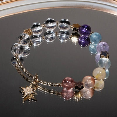 White Quartz & Strawberry Quartz Bracelet