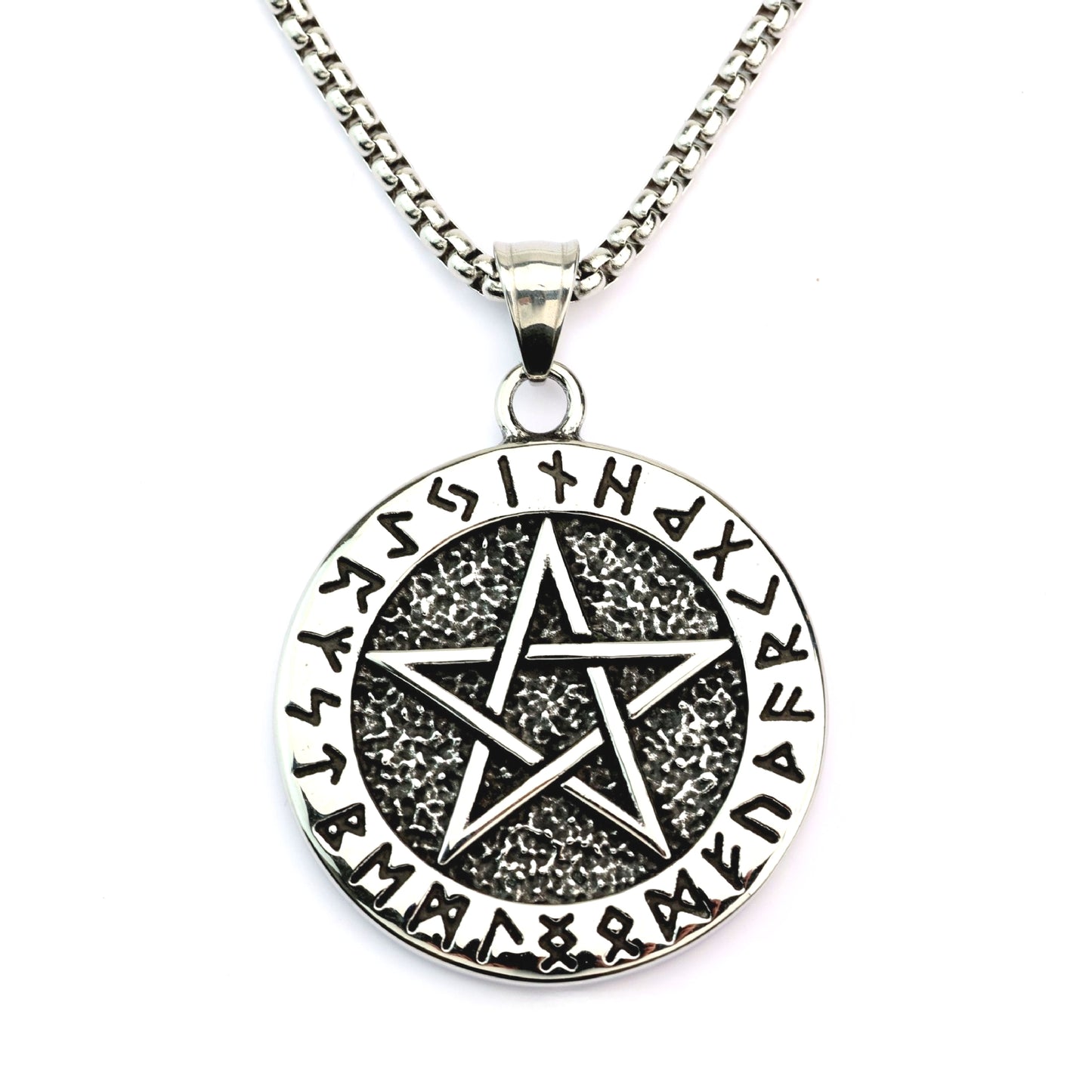Viking Pendant Necklace Titanium Steel Five Pointed Star For Men Bold Durable Planderful Norse Legacy