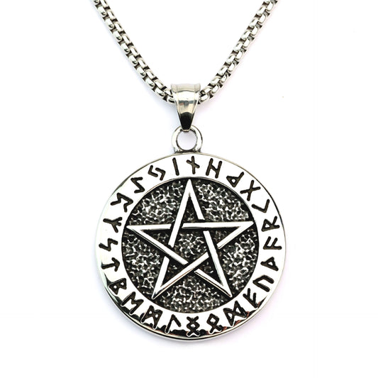 Viking Pendant Necklace Titanium Steel Five Pointed Star For Men Bold Durable Planderful Norse Legacy
