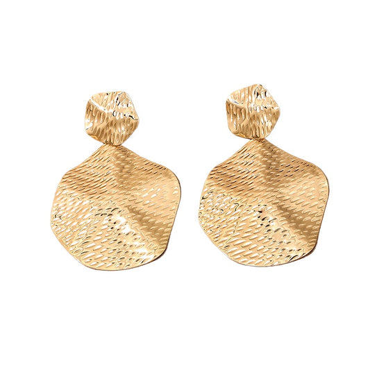 Opulent Metallic Lotus Leaf Earrings - Ideal for European and American Fashion Parties
