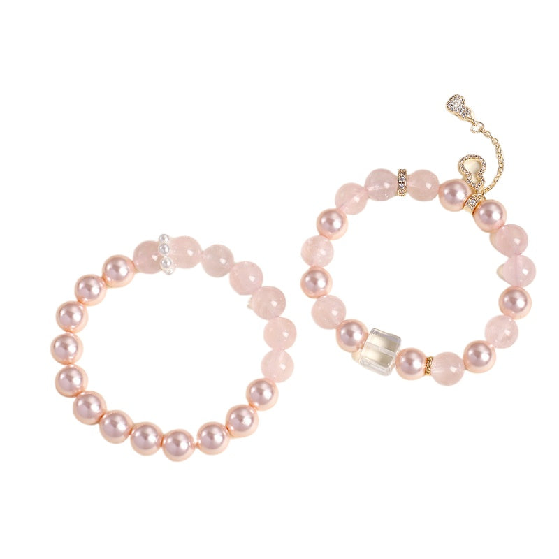 Rose Quartz Pearl Crystal Bracelet