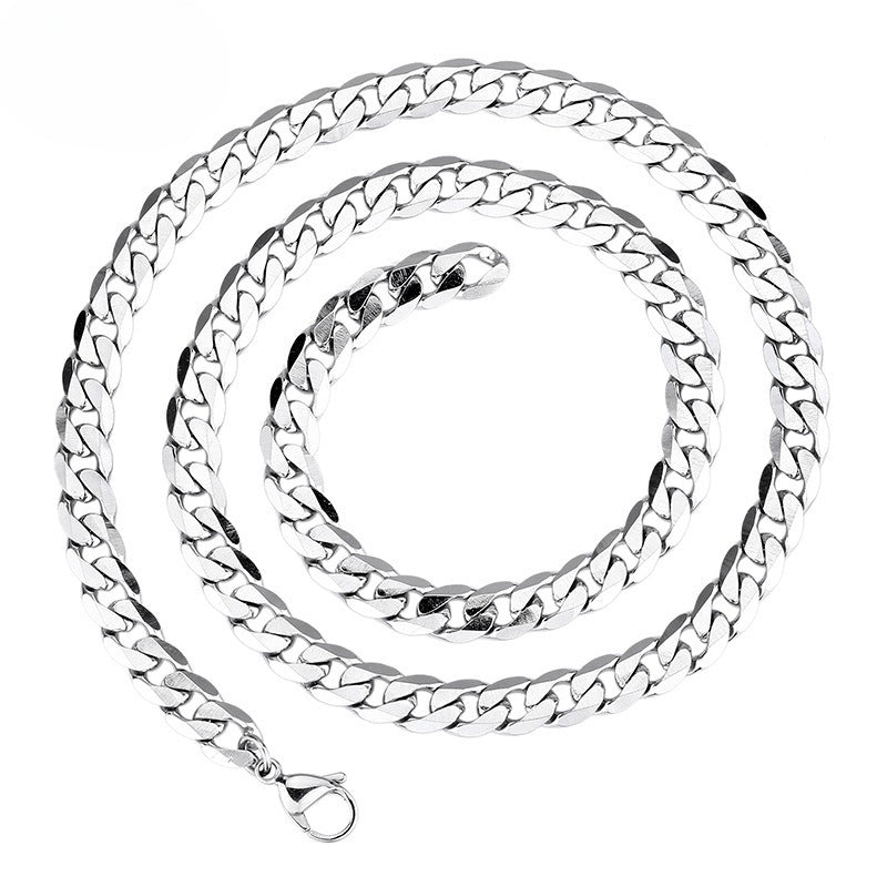 Men's Titanium Steel Necklace, Trendy Rhombus 7mm Thick Chain, Men's Necklace, Foreign Trade