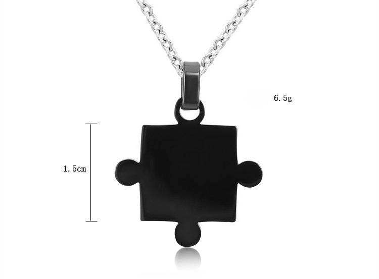 Planderful Titanium Steel Puzzle Couple Necklace Unisex Pendant Protection Statement Gift