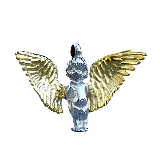 Titanium Steel Retro Angel Wings Pendant for Men - European and American Style Accessories
