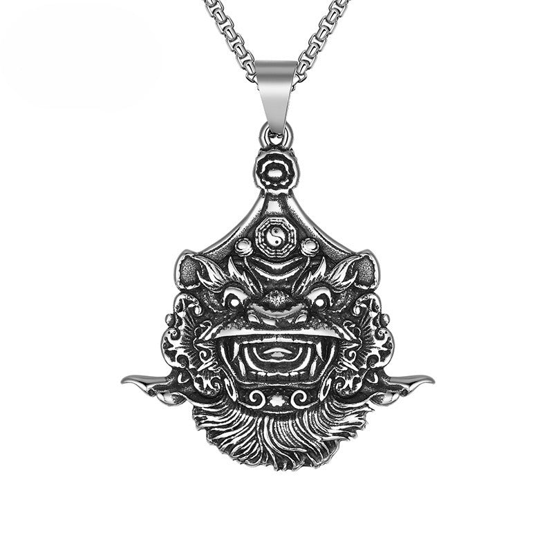 Steel Necklace - Elegant Lion Dance Style For Boys