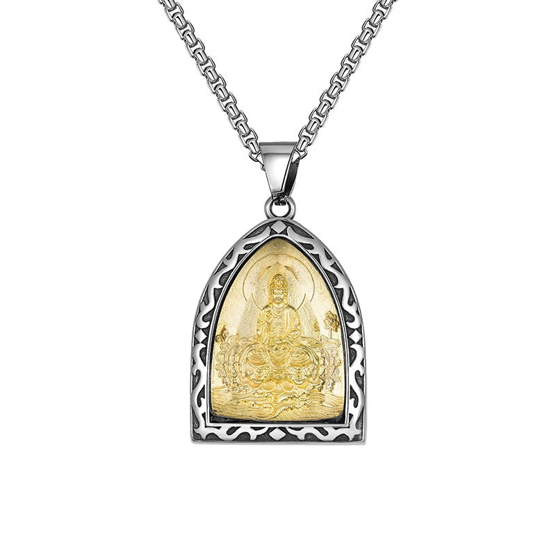 Steel Necklace – Elegant Guardian Amulet Pendant