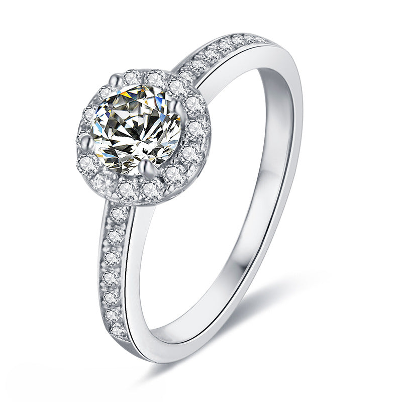 Amazon Cross-Border Explosive Ring S925 Sterling Silver Moissanite Wedding Ring